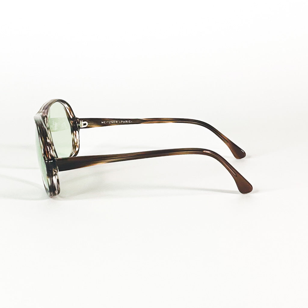 Monture Meitzner Paris en acétate, forme aviator, verres verts