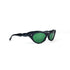 Lunettes de soleil vintage noires vue de côté - monture œil-de-chat et branches sculptées