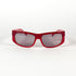 Vue de trois-quarts gauche des lunettes de soleil Gianfranco Ferré rouges, style rectangulaire