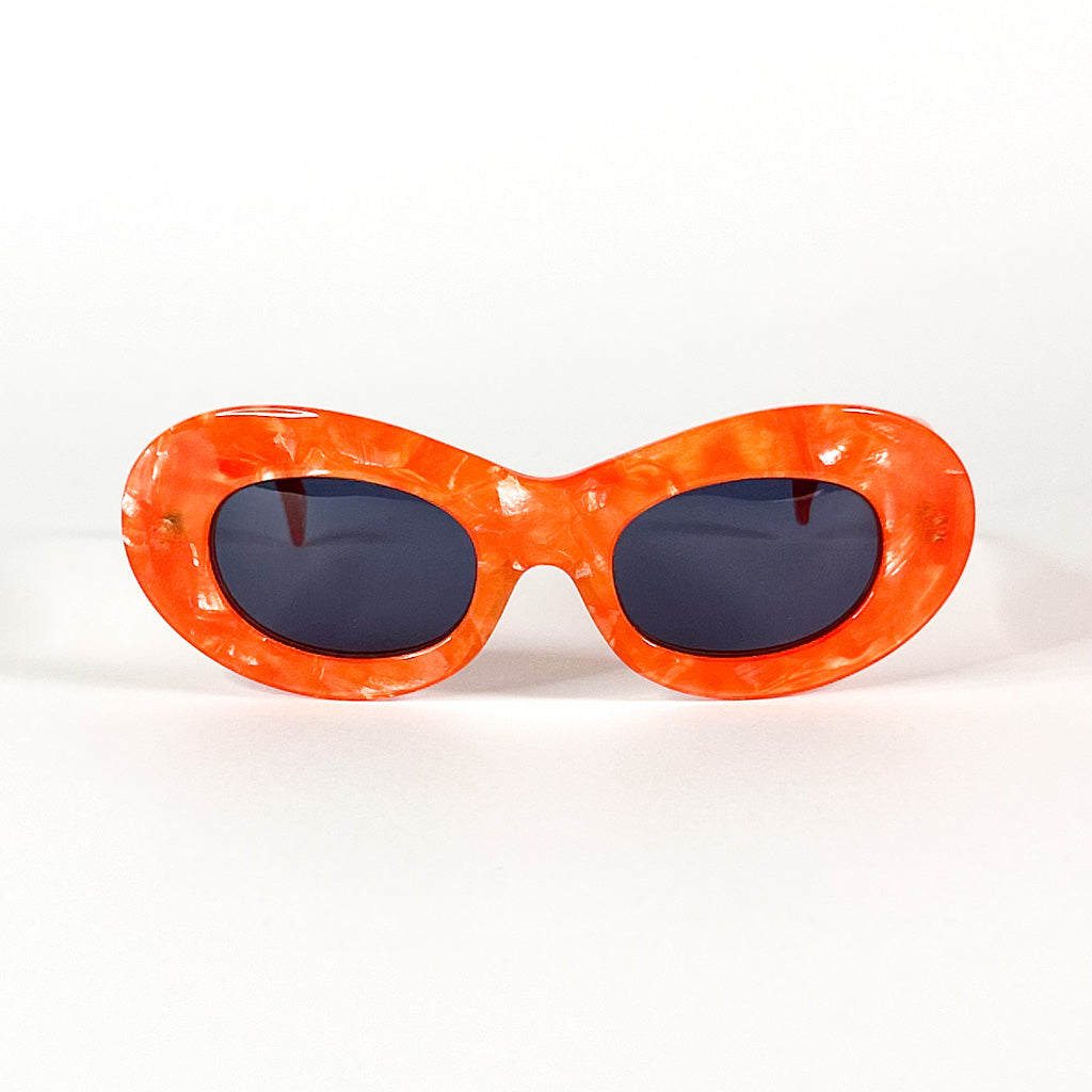Lunettes soleil vintage Alain Mikli orange acétate fait main France de face
