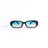 Lunettes de soleil vintage Chanel 3166-H Collection Perle, vue de face, acétate noir, verres bleu turquoise dégradés